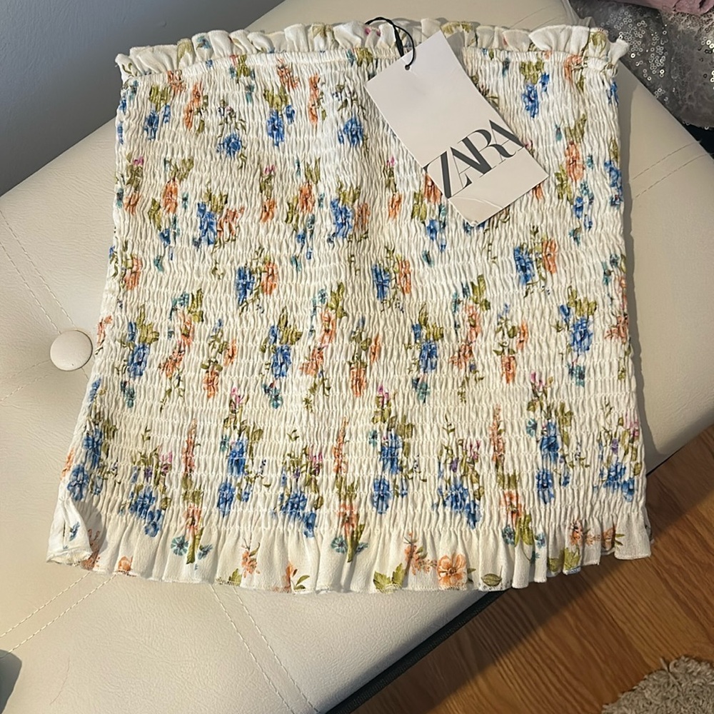 Zara Strapless Floral Top